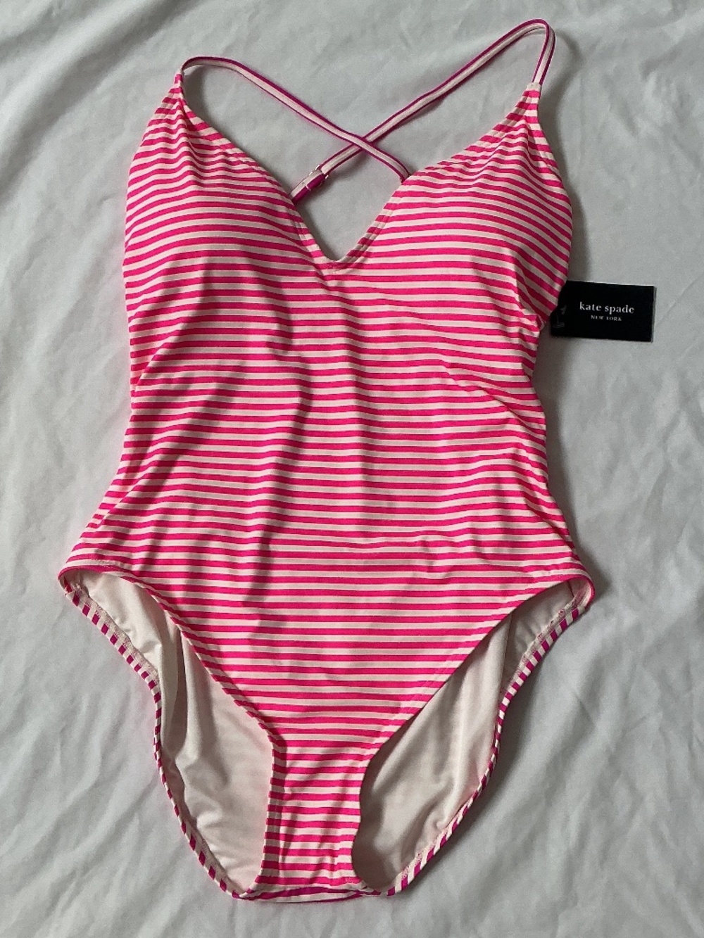 Kate Spade women’s sz XL Radiant Pink Ringmaster Swimsuit NWT